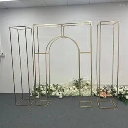 Decoração de festa Casamento Ferro Tela Quadro Estágio Ao Ar Livre Decorativo Flor Prateleira Fundo Arco Dourado