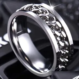 Anello in acciaio inossidabile Anelli rotanti con catena spinner di alta qualità per donna Uomo Gioielli punk Dhgarden Otq7J