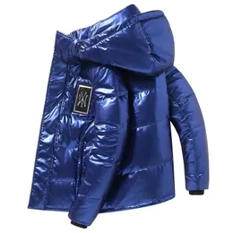 Parkas pour hommes hiver en cuir brillant hommes épaissir chaud doudoune décontracté vêtement d'extérieur Parka imperméable col montant manteau à capuche vêtements 231011