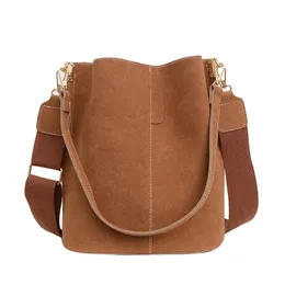 Drawstring shoulder bag women Suede Bucket Bag Maillard Retro Style Womens fashion classic handbag