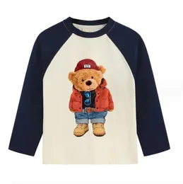 Spring Autumn Kids Cartoon Bear T-shirts Boys Girls Shirts Long Sleeve Children Cotton Tops Tees 2-8 anni