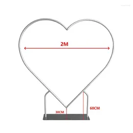파티 장식 6.5 피트 풍선 심장 배경 아치 웨딩 꽃 장식 선반 실버 알루미늄 프레임 사랑 배경