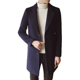 Cappotti da uomo taglie forti Capispalla 2023 Autunno Inverno Business Casual Tinta unita Monopetto Giacca a vento lunga Trench Cappotto misto 231012