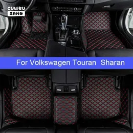 Tapetes de chão Cuweusang personalizados tapetes de carro para VW Touran Sharan Pé Coche Acessórios Auto Tapetes Q231012