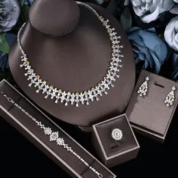 Set di gioielli da sposa Accessori Set da 4 pezzi di incredibili collane da donna con tocco di pelle, orecchini, anelli, braccialetti, squisiti gioielli artigianali 231012