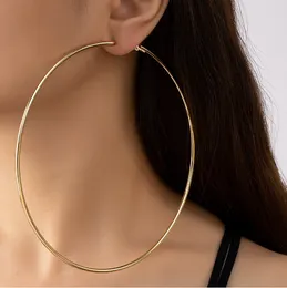vendita all'ingrosso economici color oro grandi orecchini a cerchio a cerchio grande da 10 cm per le donne ragazze gioielli semplici orecchini a goccia geometrici di moda
