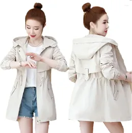 Женские плащи, женское пальто с капюшоном средней длины, весна 2023, корейская ветровка, свободная куртка Casaco Feminino