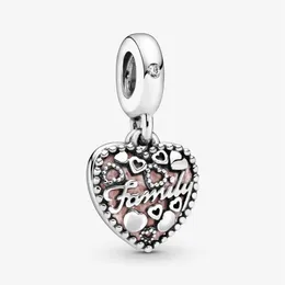 100% 925 Sterling Silver Love Makes A Family Heart Dingle Charms Fit Original European Charm Armband Smycken Tillbehör280s