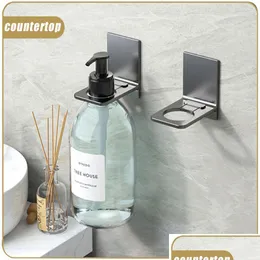 Bathroom Shelves Accessories Self-Adhesive Wall Mounted Shampoo Bottle Shelf Liquid Soap Shower Gel Organizer Hook Holder Shees Hang Dhodc