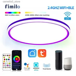Ceiling Lights Smart Tuya Wifi LED Ceiling Light RGBCW Dimmable Ultrathin Surface Mounting Lamp 24W Alexa Google Home Living Room Bedroom Lamp Q231012