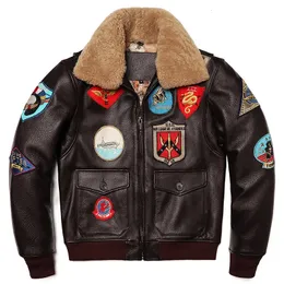 Herrläder faux militärkläder G1 Flight Jacket Tjockning quilted100 Cowhide Jackor Men Coat Winter Overrock M212 Drop 231011