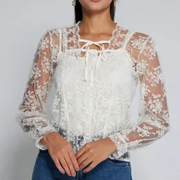 Blusas femininas doce chique renda topos senhora casual sexy regata conjunto de duas peças estilo francês manga longa blusa curta elegante pescoço quadrado arco