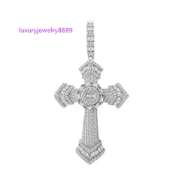 Grossist modedesign korshänge med kubiska zirkon charms moissanite ädelsten smycken för män kvinnor gåva silver 925 1000s