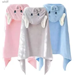 Ręczniki szaty 2023 Baby Elephant Boshobe Flannel Cloak Cartoon Boy Girl Ultra-Soft z kapturem szatą szatą kąpiel Baby Shower prezentl231123