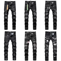 Jeans de designer para homens Dsquare Denim Pant Trendy Hip Hop Stretch Fit Calças Mid Rise Homens Moda Confortável Preto Denim Calças Homens Jeans