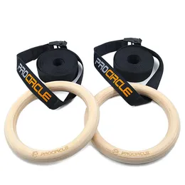 Gymnastic Rings Procircle Wood 28/32 MM Gymnastic Rings with Adjustable Long Buckles Straps Workout For Adult Kids Home Gym Fitness 231012