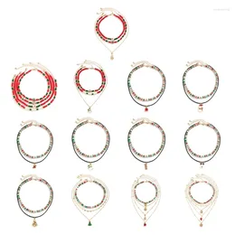 Anhänger-Halsketten, 1 Set, Weihnachts-Perlen-Halskette, modische Halskette, verstellbarer Layering-Schmuck, Y2K-Schlüsselbein