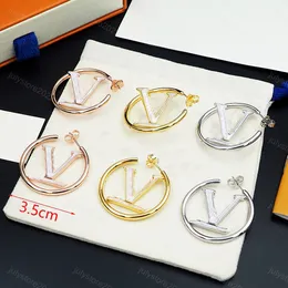 Luxury Big Gold Hoop Earrings for Lady Women Designer Jewelry 925 Silver Earring 3.5cm Orrous Girls Ear Studs Enamel Hoops Gift Engagement Wedding with Box