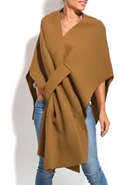 Sjalar kvinnor rockar hösten vinter loungewear tre kvarts batwing hylsa mode vneck pullover streetwear cloak drop 231012