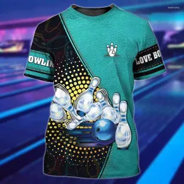 Erkek Tişörtleri Trend Spot Bowling Ball Renk Deseni 3D Baskılı T-Shirt Moda Harajuku Günlük Yuvarlak Boyun Kısa Kol Polyester Mat