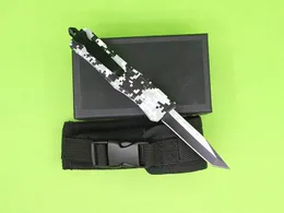 High Quality Winter Camo 7 Inch 616 Mini Auto Tactical Knife 440C Two-tone Blade Zinc-aluminum Alloy EDC Pocket Knives with Nylon Bag 6 Types Of Blades Available