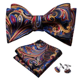 Bow Ties Self Bow Tie for Men Silk Butterfly Men Tie Fashion Gold Paisley Handky Cufflink Suit Collar 탈착식 Necktie Barry.wanglh-1008 231012