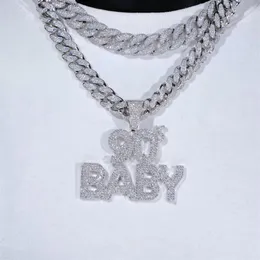 Iced Out Bling Hip Hop CZ Letters 90S BABY Pendant Necklace Gold Silver Color Zircon 90 Charm Necklace Men's Women Jewelry289Z