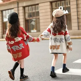 Cardigan maglione lavorato a maglia bambini vestiti invernali per ragazze cotone manica lunga monopetto carino capispalla 231013