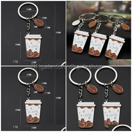 Key Rings Metal Coffee Bean Cup Key Ring Enamel Keychain Bag Hanging Fashion Jewelry Will And Jewelry Dh07D