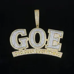 Iced Out Sparking Bling 5A Cubic Zircon CZ Goe Letter Charm Pendant Necklace For Men Boy Fashion Hip Hop Fashion Jewelry236V