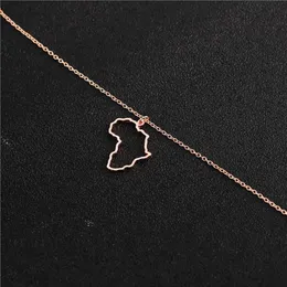 Outline Africa Map Necklace Country of South African Map Necklace Simple Adoption Etiopien Afrika Kontinent Halsband smycken270c