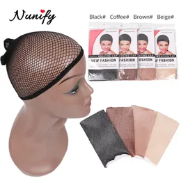 Perukkåpor Nunify Black Beige Mesh Dome Cap Wholesale 1PC Breattable Glueless Stretchable Spandex Hair Net Weave Cap för att göra en peruk 231012