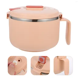 Stoviglie Bento Bowl ermetico Noodles Fornello per ramen in acciaio inossidabile Contenitori rosa in acciaio Ciotole per noddle Colazione