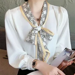 Autumn Fashion Design damski kołnierz kokardowy długi rękaw szyfonowa bluzka koszula plus size smlxlxxl3xl tops2830
