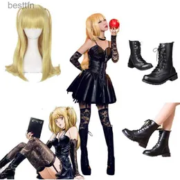 Theme Costume Anime Death Note Misa Amane Cosplay Comes Imitation Leather Sexy Tube Tops Lace Dress Uniform Outfit Roal Play Wig Shoes CosL2310