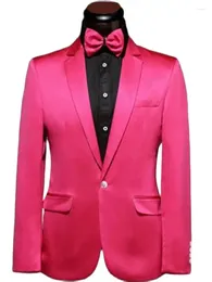 Men's Suits Notched Lapel Custom Made 2Pcs Jacket Pants Casual Men Formal Pink Blazer Trousers Business For Wedding Party Wear