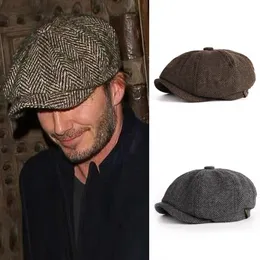 Cappellino da strillone da uomo invernale di design berretto berretto vintage berretto da cabbie in cotone addensato caldo berretto da edera Gatsby