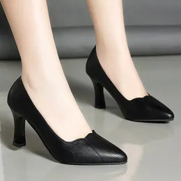 Elbise Ayakkabı Kadın Pompalar Dalga Teknesi Yüksek Topuklu Ayak Toe Stilettos Basic Office Lady Shoe Black Bahar Sonbahar 9222N 231013
