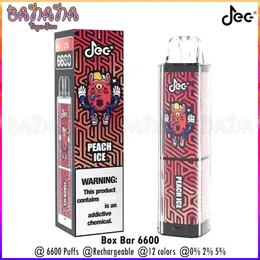 Sigarette elettroniche usa e getta originali JEC Box Bar 6600 Batteria ricaricabile da 600 mAh Batteria Vape Pen Mesh Coil 0% 2% 5% Pen Pod Vs Crystal 4000 Vapes