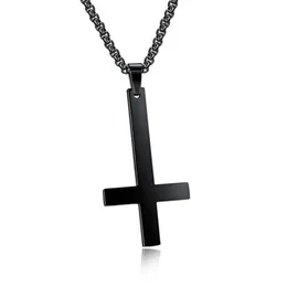 Man Black St Peter's Invertered Cross Pendant Halsband för män Rostfritt stål Choker Crux de Sanctus Petrus smycken Män Neckl292e