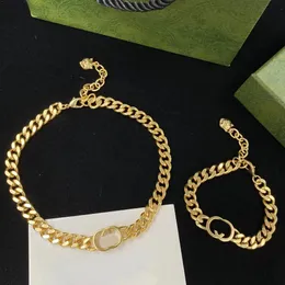 Classic Gold letter Chain necklace Brand Designer Bracelet Stylish Simple jewelry set for lovers gift party Anniversaries