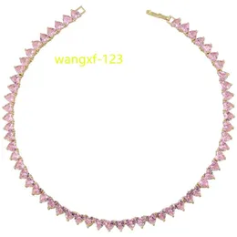 Partihandel Luxury Pink Moissanite Women Necklace Trendy Design Copper Heart Cz Diamond Insert Fashion Smycken Halsband GSX274