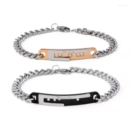 Link Bracelets Fashion Punk Party Rhinestones Stainless Steel Men And Women Bracelet Students Couples Pulseras Mujer Moda 2023