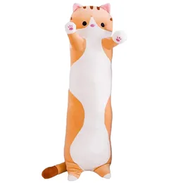 Bonecas de pelúcia bonito macio longo gato travesseiro brinquedos de pelúcia escritório nap casa conforto almofada decoração presente boneca criança 231013