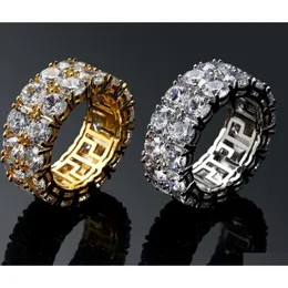 Med sidonstenar hiphop mensringar med sidoren dubbla rader med små ring stora CZ-stenparti storlek 7-11 smycken ring dhxiz