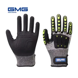 5本の指の手袋カット耐性アンチ衝撃振動オイルGMG TPR安全衝撃吸収力学231012