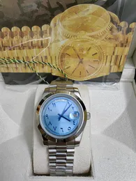 Med originalbox högkvalitativ lyxig armbandsur 218238 218206 218235 41mm Bezel Arabic Dial Rostfritt stålarmband Automatiska herrar Armbandsur Män tittar på 67