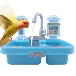 Bath Accessory Set Birds Play Sink Shower Tub With 180 Rotating Faucet Supplies For Parakeet African Grey Parrot