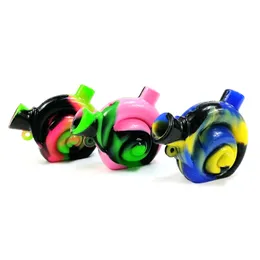 Hosahs Originalitet Bong Snail Water Silicone Pipe Silicone Bong Dab Rig med glasskål Rökning Tobaksolja