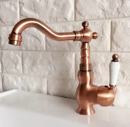 Bathroom Sink Faucets Antique Red Copper Basin Faucet Bath Vanity Vessel Sinks Mixer Tap Cold And Water Znf405